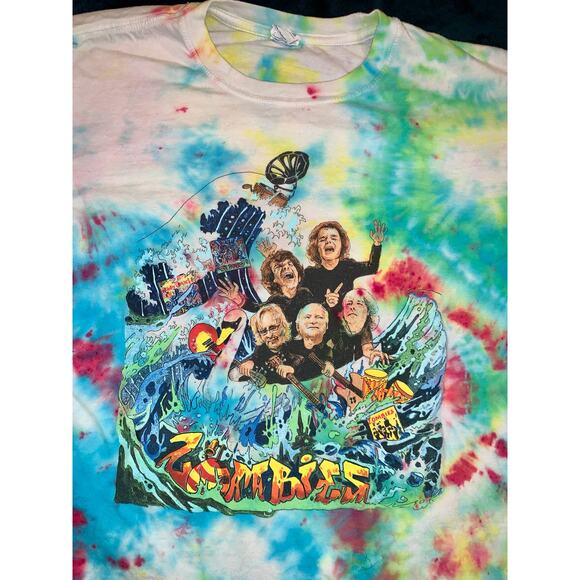 ZOMBIES RARE TIE DYE BAND CONCERT TEE - Picture 2 of 7